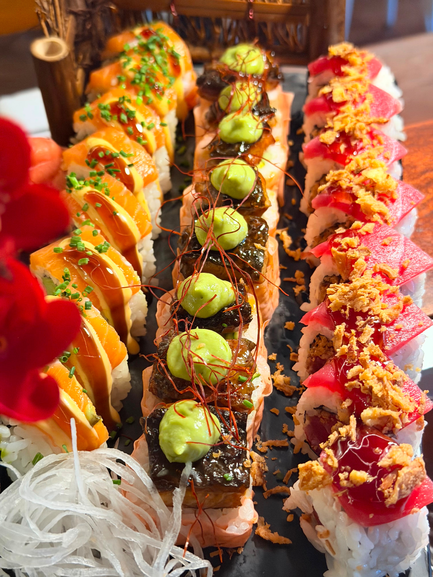 Three signature rolls plated on slate